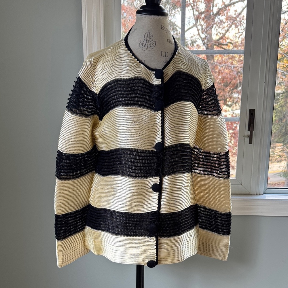 Pepa Pombo vintage silk cord striped jacket cardigan EVC size L